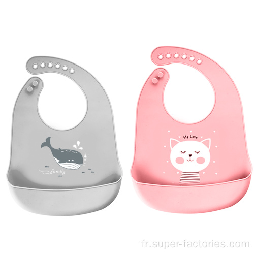 Bavoirs en silicone imperméables de qualité alimentaire pour bavoirs pour bébé